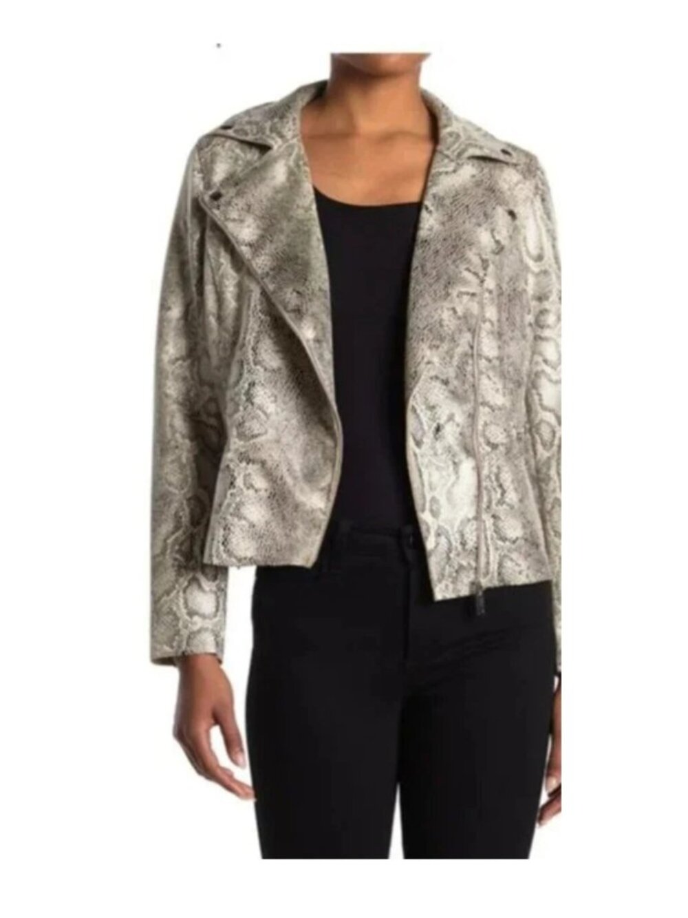 Philosophy Snake Skin Print Moto Jacket